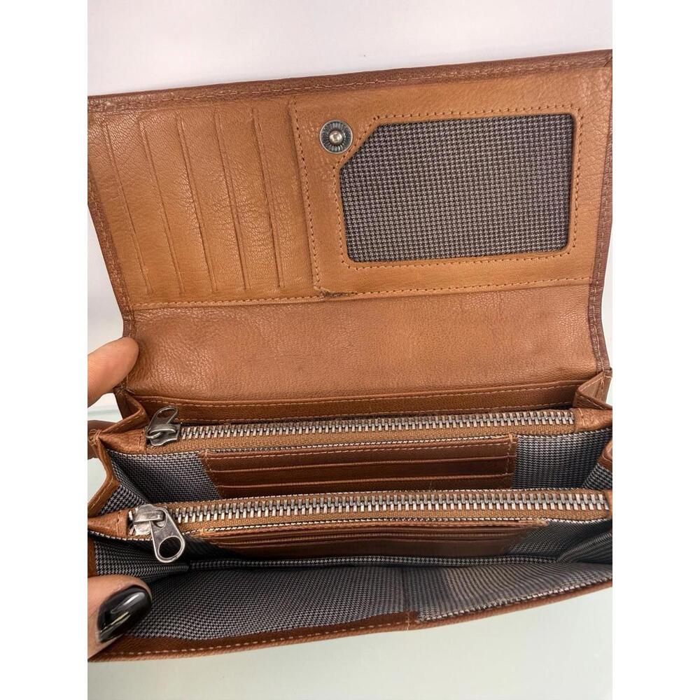 Spikes & Sparrow Brown Leather Accordion Wallet Vintage Boho Organizer clutch - Picture 7 of 9